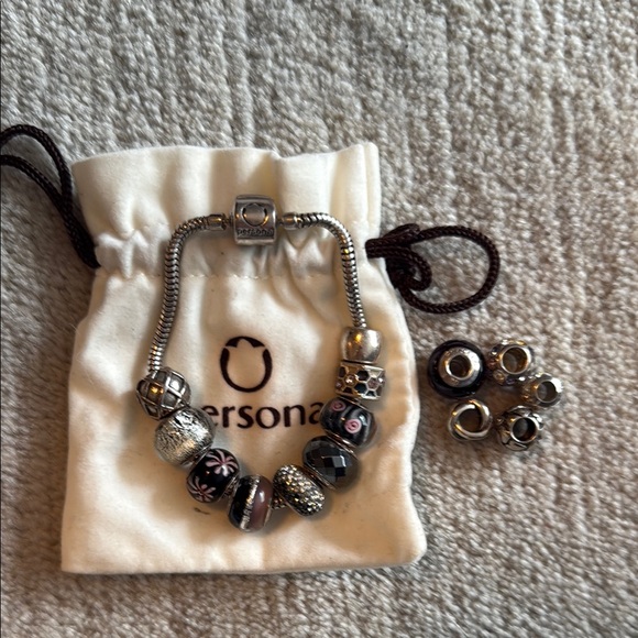 Persona Silver Charm Bracelet with 14 bead charms - Picture 3 of 4